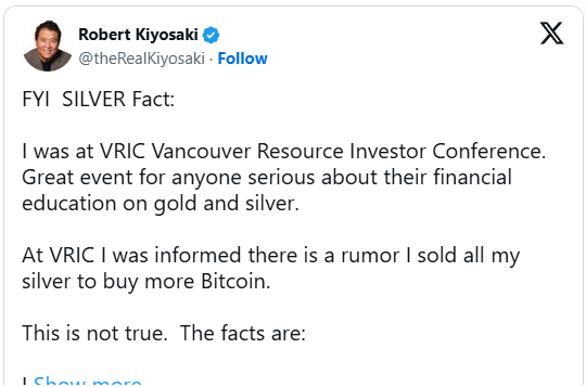 روبرت كيوساكي: ندمتُ على بيع الذهب.. والفضة هي المنقذ